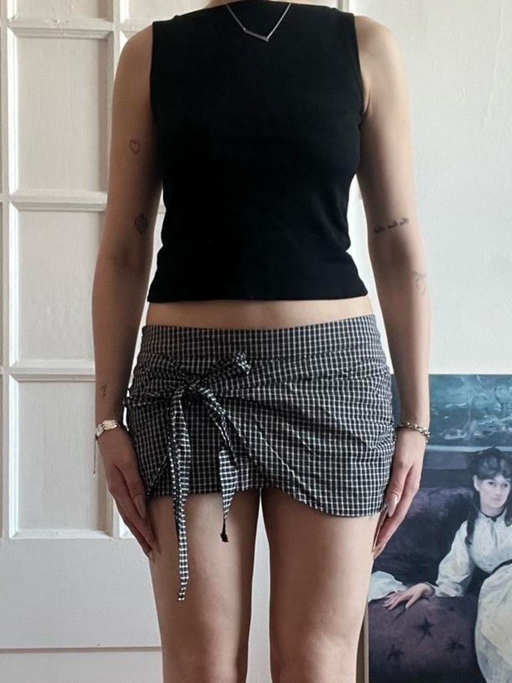 Size Medium Lioness Kensington Mini/Micro Skort in Black Check